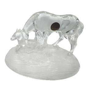 Cristal d Arques France Lead Crystal Horse Mare and Foal Figurine Sculpture